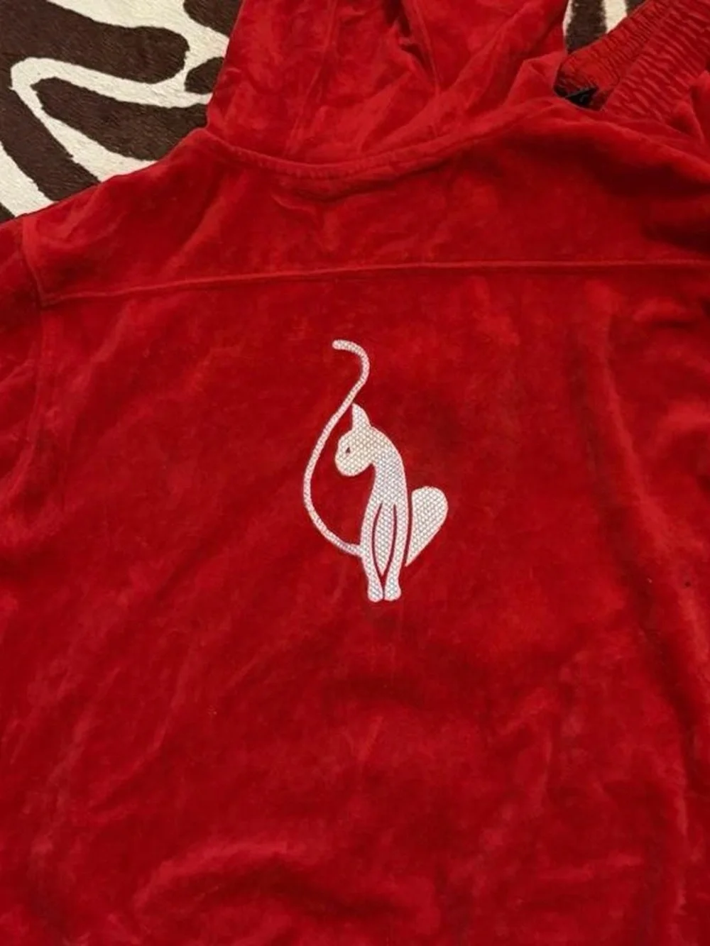 Baby Phat Red Velour Hooded Zip Sweatshirt